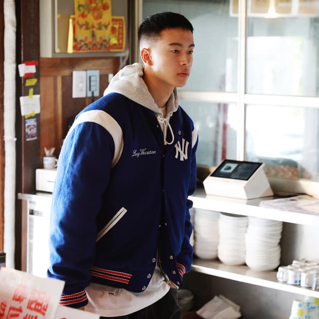 롱바케 롱베케이션 블루 바시티 야구 점퍼 울 자켓 새상품 XL