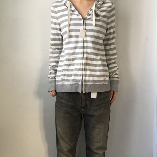Abercrombie stripe pattern hood zip up