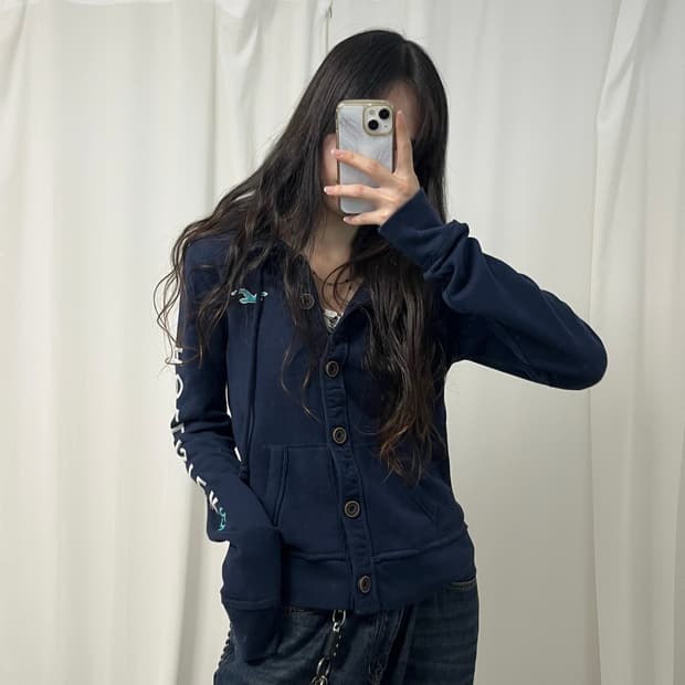 Hollister navy button hoodie