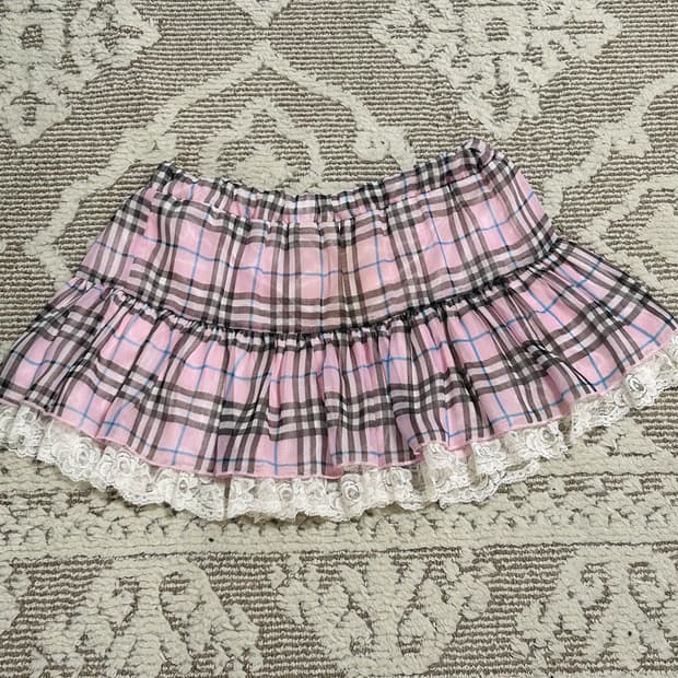 디어리 핑크체크 캉캉 스커트 히메카지 로리타