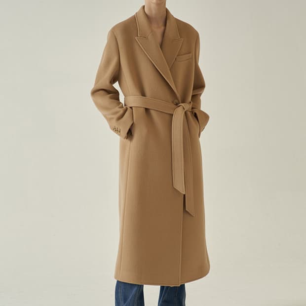 파사드패턴 캐시미어 벨티드 코트. 카멜