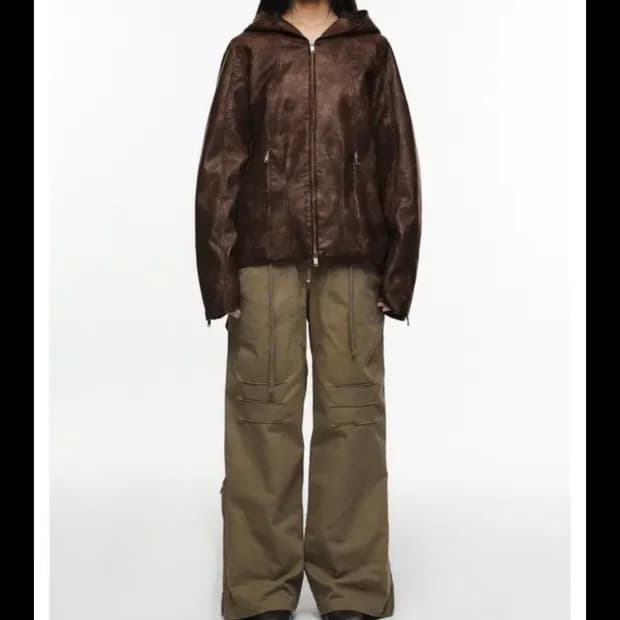 나체 오버랩 핀턱 팬츠 브라운 2사이즈