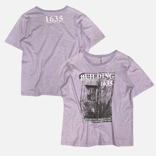 grunge purple printing t-shirt