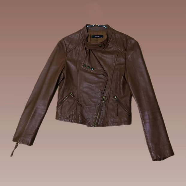 NAF NAF 나프나프 브라운 양가죽 레더 자켓 S~M