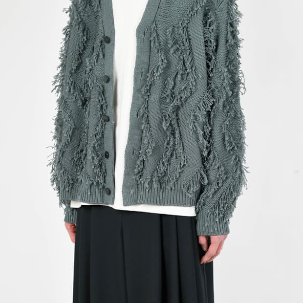 라드 뮤지션 로우게이지 프린지 가디건