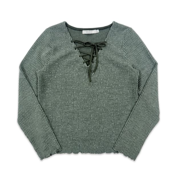 빈티지 Moussy 그린 리본 긴팔 니트