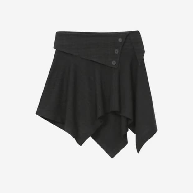 미세키서울 unbalanced flow mini skirt black