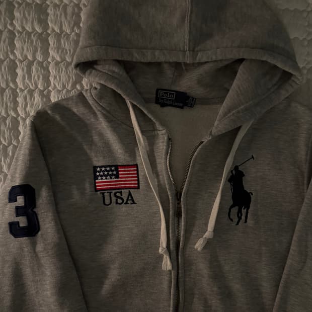 폴로 빅포니 성조기 후드집업 L