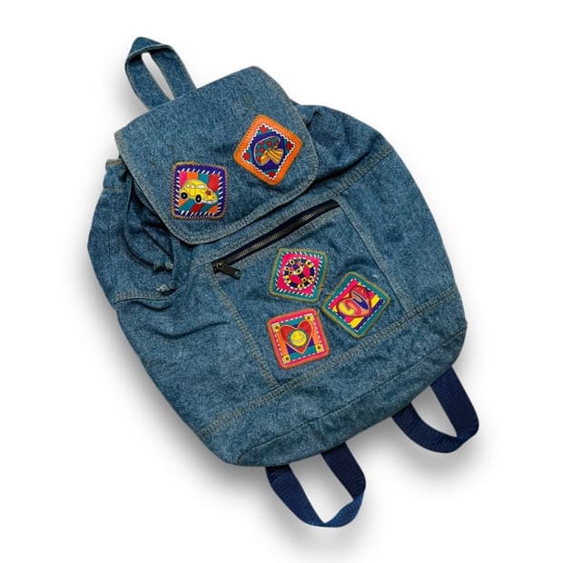 데님 y2k 멀티 키치 다중 패치 빈티지 백팩