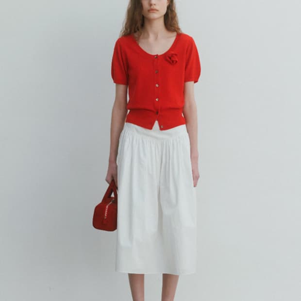 새상품) Lo61 rose scoop-neck cardigan in re