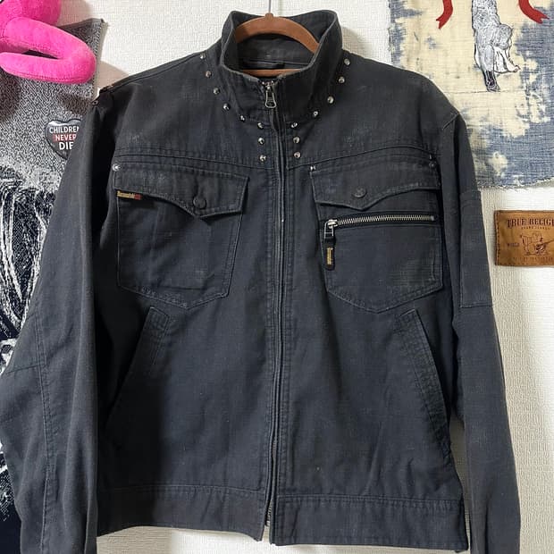 Studded Detail Field Jacket (Back Zip)