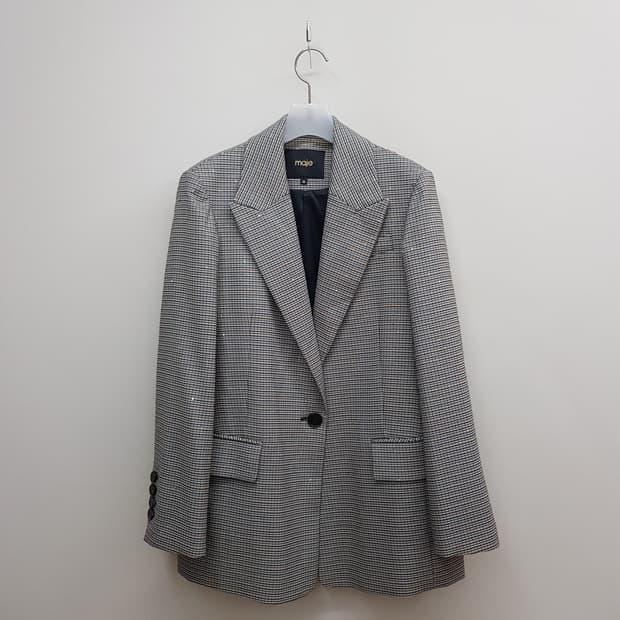 마쥬 MAJE 2025 하운드투스 체크 싱글 자켓 36사이즈