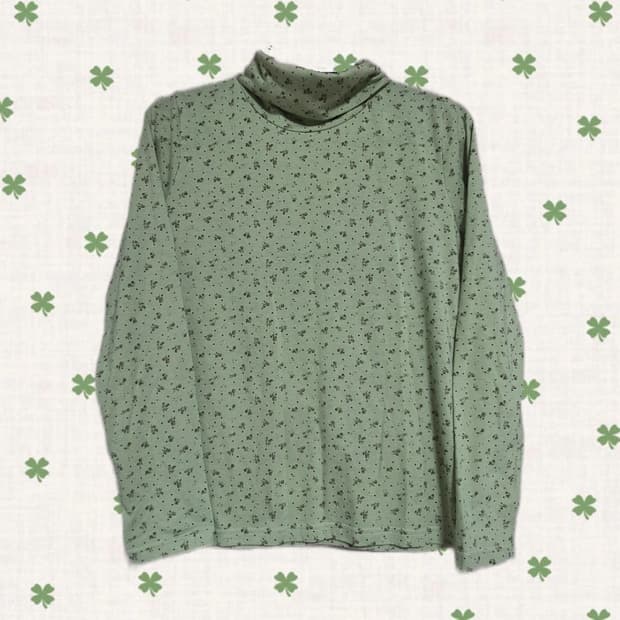 빈티지 모리걸 하구미 도트 플라워 메론 민트 목폴라 