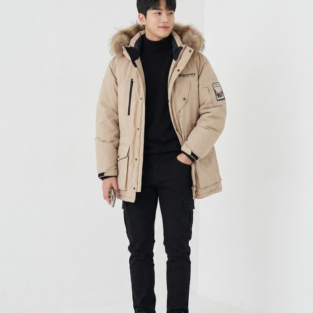 디스커버리 익스페디션 베이지 야상 다운 자켓
