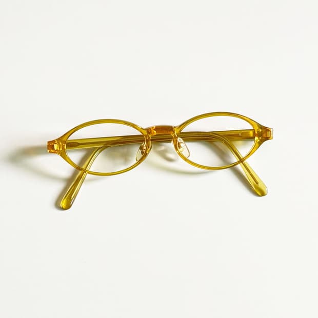 90s FREESIA 옐로우 오벌 반투명 뿔테 빈티지 안경