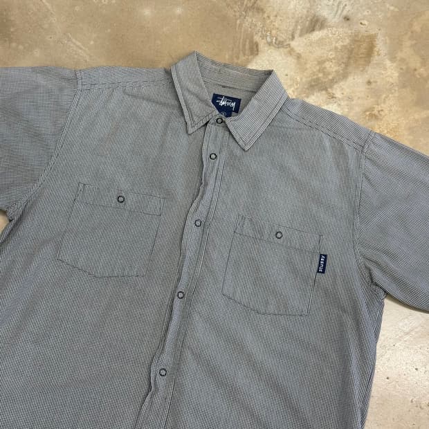 M 스투시 체크 반팔 셔츠