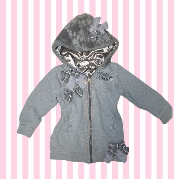 헤이세이 갸루 로리타 리본 프릴 후드집업