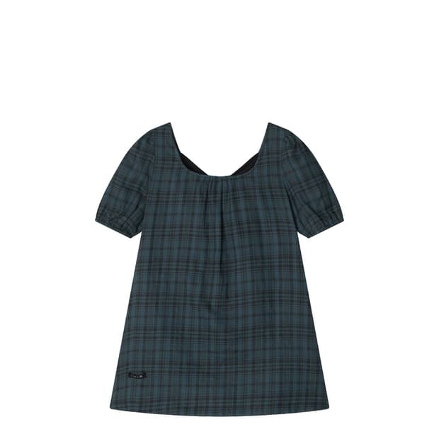 (구해요) 콜로신스 BLACK TIE BLOUSE TEAL CHECK