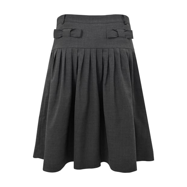 체메씨 보우 턱 미디 스커트 챠콜 BOW TUCK MIDI SKIRT