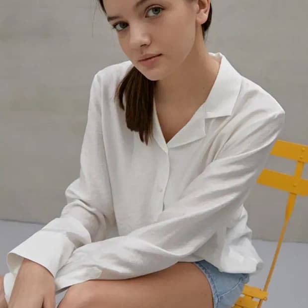 랭5 LUNA NOTCHED COLLAR SATIN SHIRTS