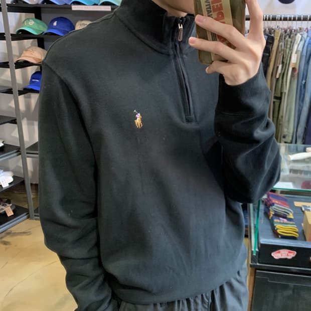 [L,XL/정품] 폴로 랄프로렌 블랙 하프 반집업
