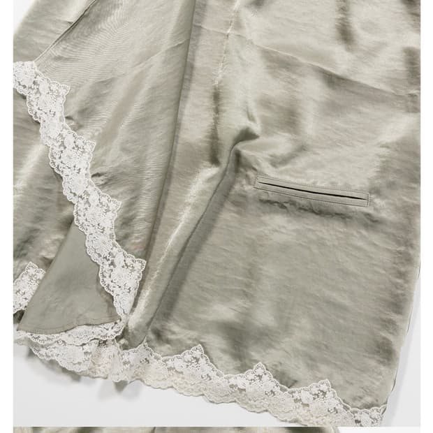 생긴스튜디오 SATIN DRAPE SKIRT - KHAKI