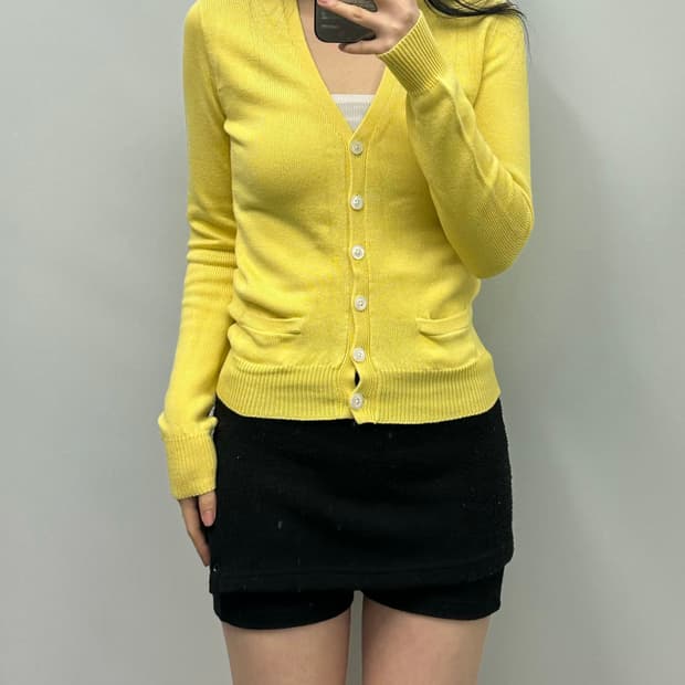 랄프로렌 옐로 니트 가디건