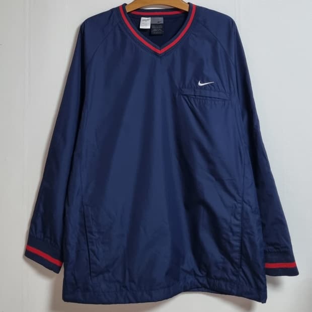 실측 S ) 나이키 빈티지 네이비 브이넥 웜업 바람막이