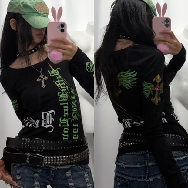 🎸그린 레터링 프린팅 롱슬리브🎸