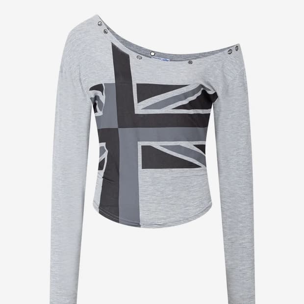 새상품) 플리즈노팔로우 카이 원숄더 롱슬리브 탑 멜란지 그레아