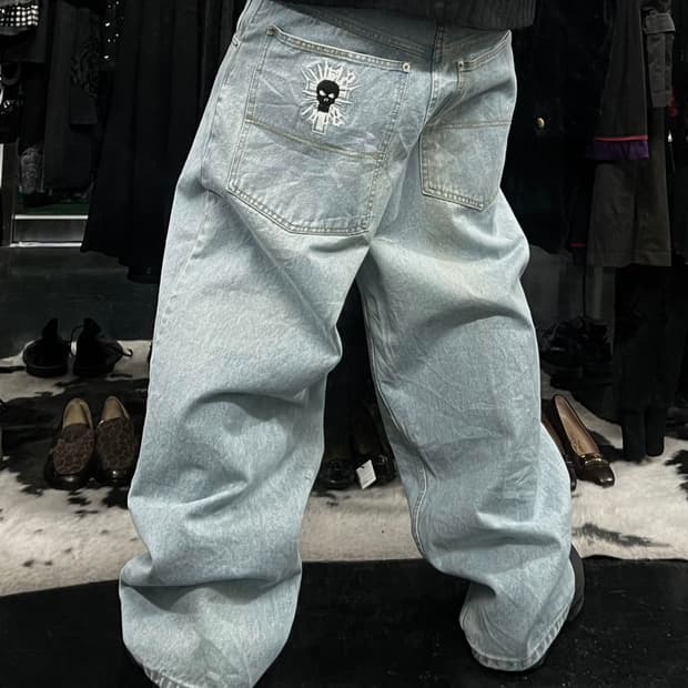 SKULL SOUL 와이드 데님 팬츠