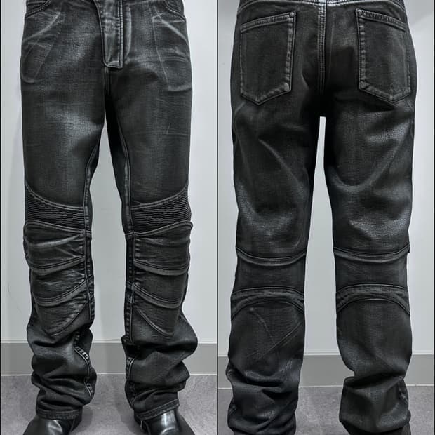 하드 코팅 바이커 데님 팬츠