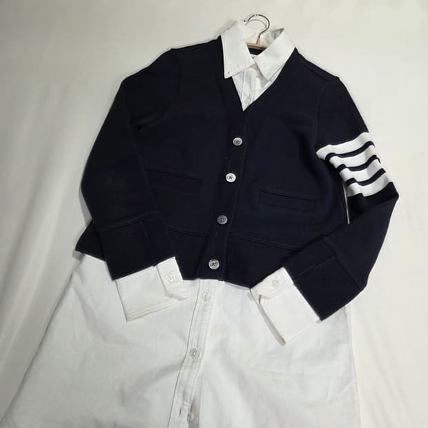 톰브라운 여성 셔츠형 가디건 원피스