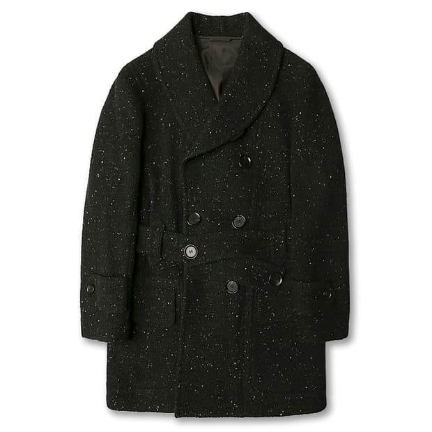 카모시타 [Camoshita] 블랙 울 네프 숄 코트