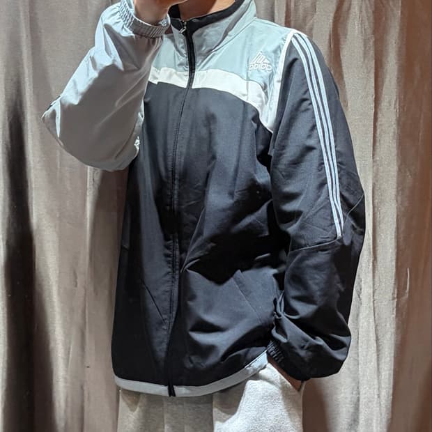 XL 아디다스 삼선로고 컬러믹스 나일론 자켓