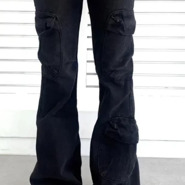이즈이즈 더스티 블랙 카고 부츠컷 팬츠 청바지 m사이즈 빈티지 y2k