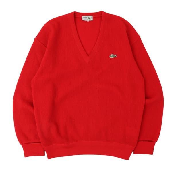 라코스테 레드 울 브이넥 니트