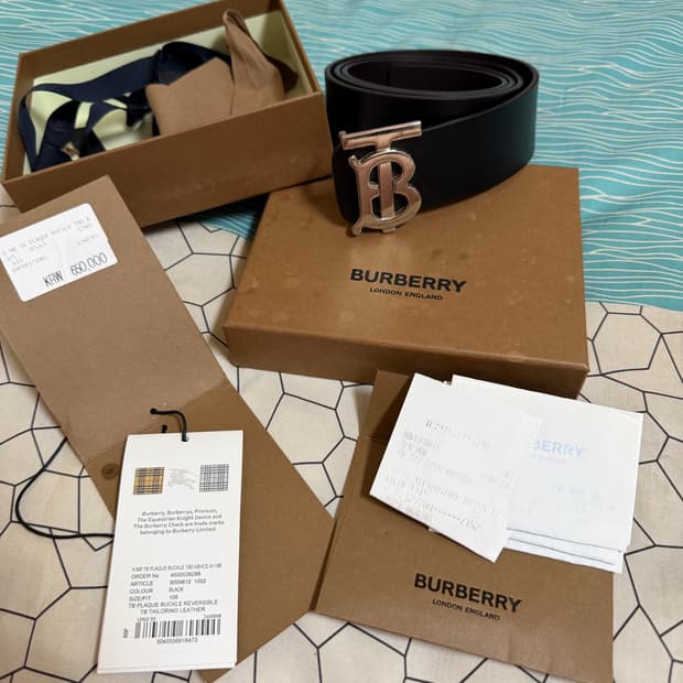 버버리 모노그램 레더 리버시블 남성 벨트 블랙 풀박스