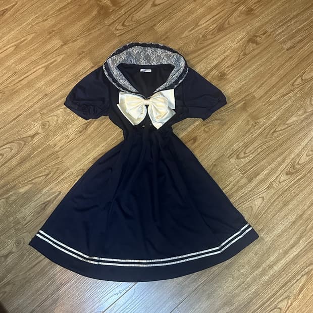 빈티지 엑시즈팜 리본 교복 세라복 원피스 세일러 히메갸루 로걀 라떼 고딕