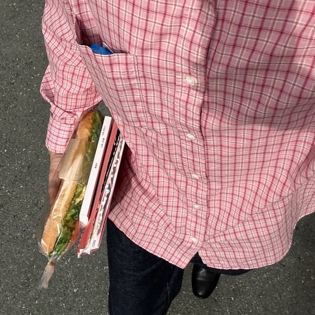 우드비 핑크체크 셔츠 1사이즈