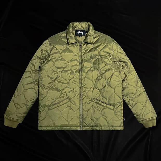 스투시 카키 퀄팅 패딩