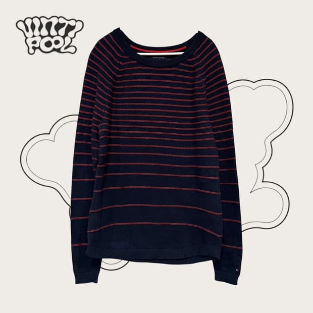 타미힐피거 스트라이프 니트 네이비 M (w)