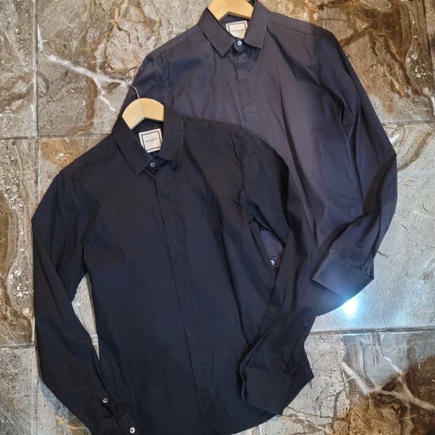 우영미 블랙/ 차콜 셔츠 2장 일괄(남녀공용)