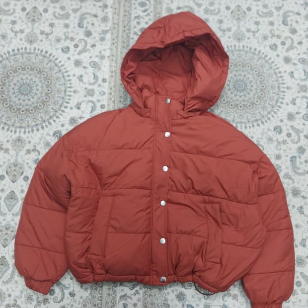 jpn AZUL 오렌지 가오리핏 크롭 패딩 S