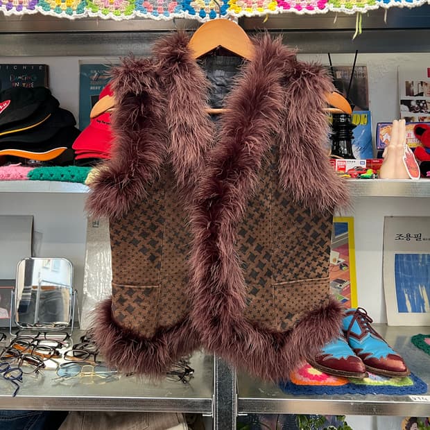 Vintage Bohemian Faux Fur Trim Vest 