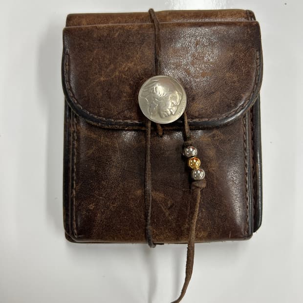 GOROS 고로스 네츄럴 브라운 새들레더 콘초 반지갑