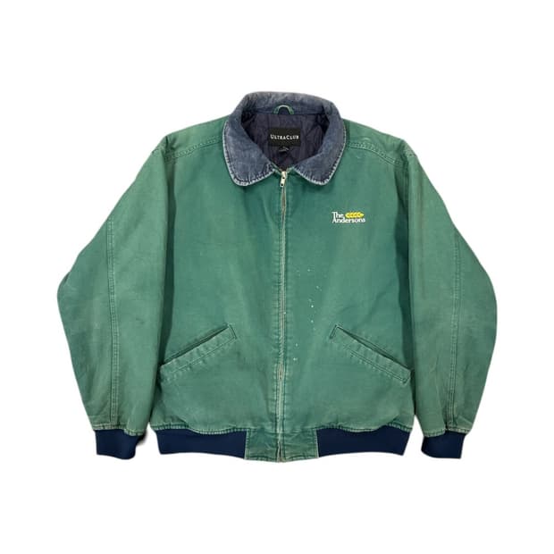 L) 빈티지 USA 그린 워크자켓 캔버스 코듀로이 카라 점퍼 OJ-045