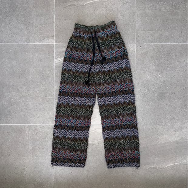 Khaki ethnic hippie color mix knit pants