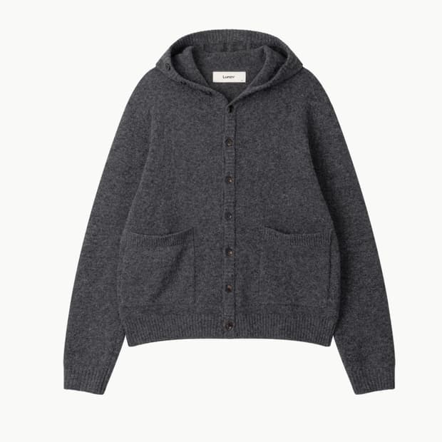 Lundy 런디 mellow hood knit cardigan 차콜 m