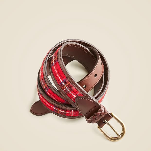 J.CREW x Abraham Moon & Sons 타탄체크 레더 벨트 